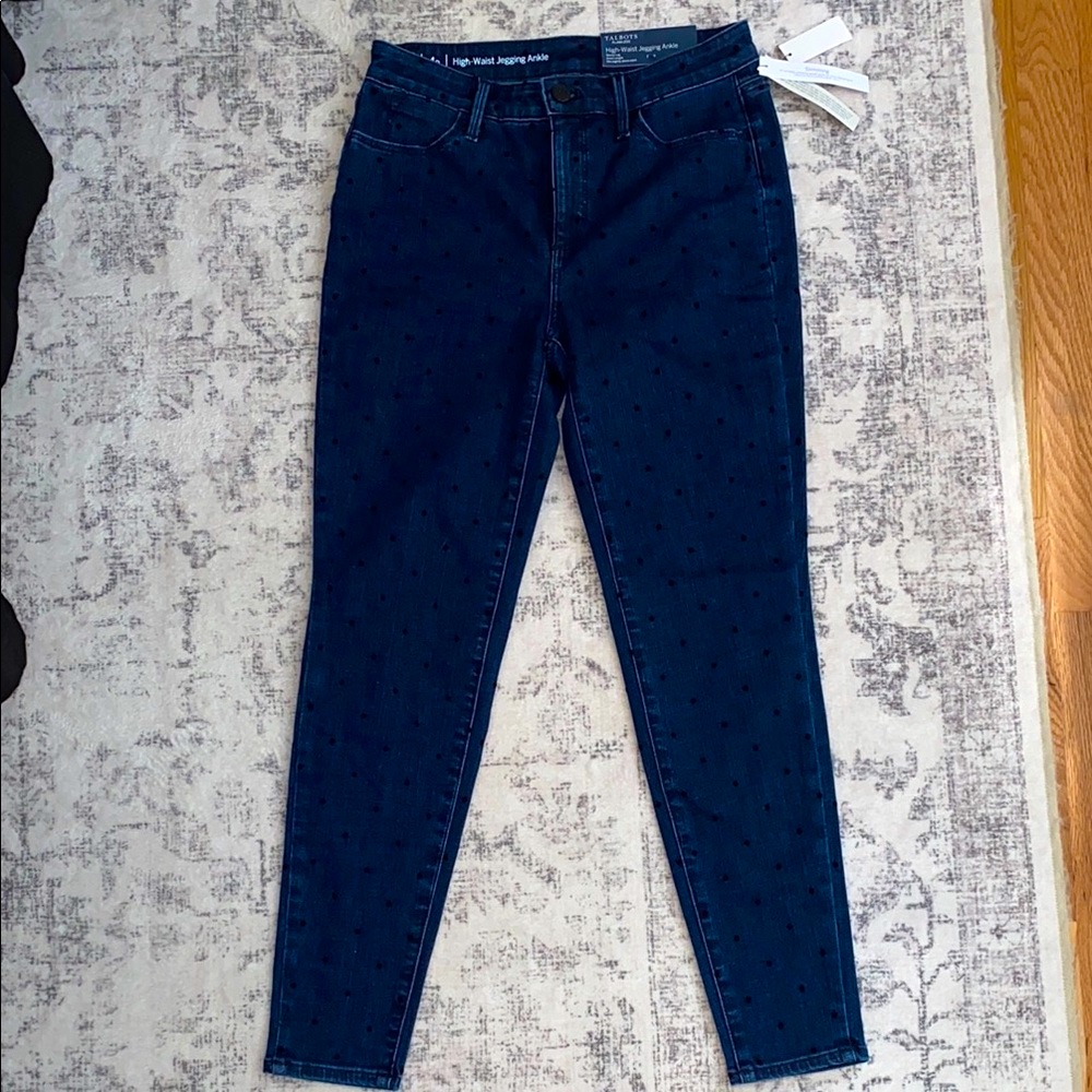 Talbots Women's Dark Blue Polka Dot Jeans